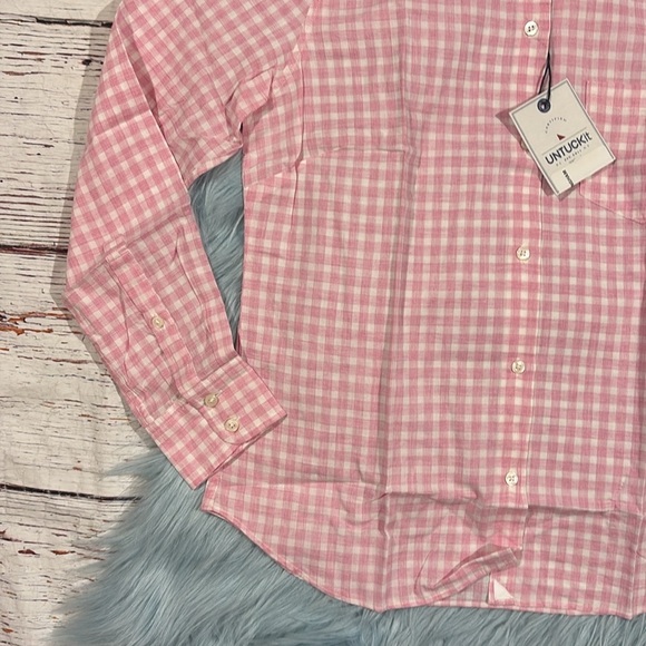NWT UNTUCKit Calina Women’s Pink & White Gingham Long Sleeve Button Down Shirt - Picture 6 of 9
